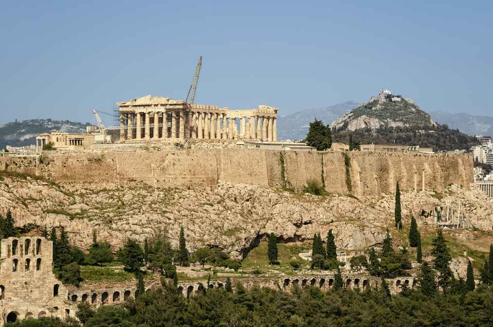 View of Acropolis in Athens Greece