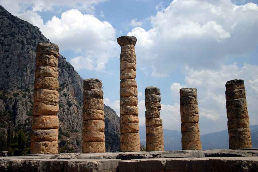 Ruins-columns in Delphi Greece