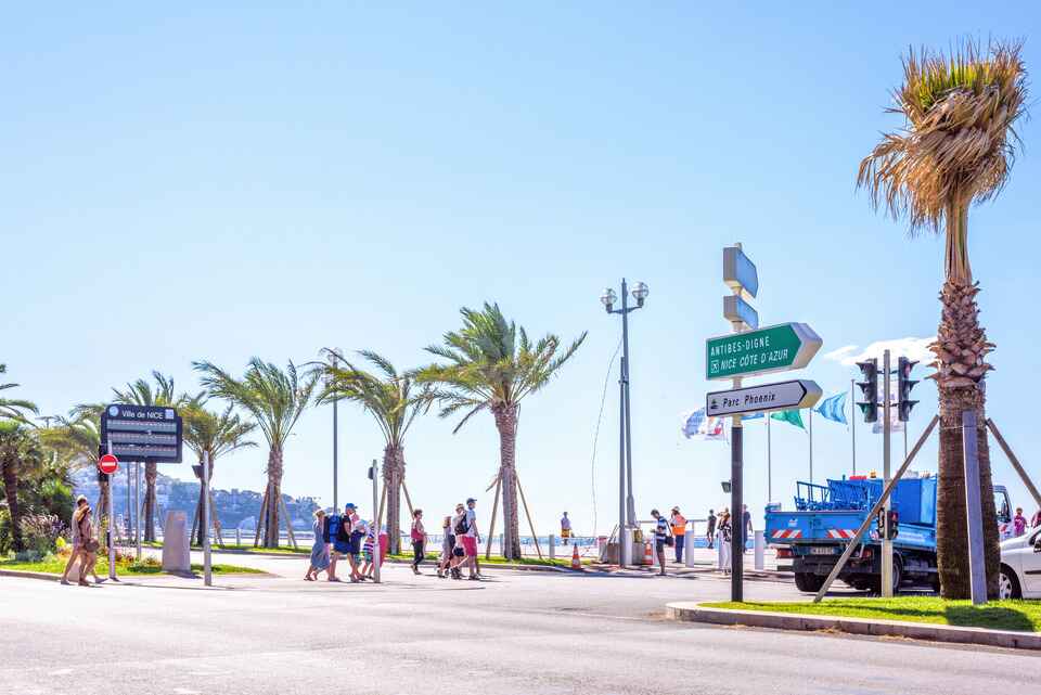 Beach front boardwalk in the French Riviera