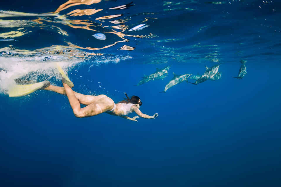 Girl swimming in the Bahamas