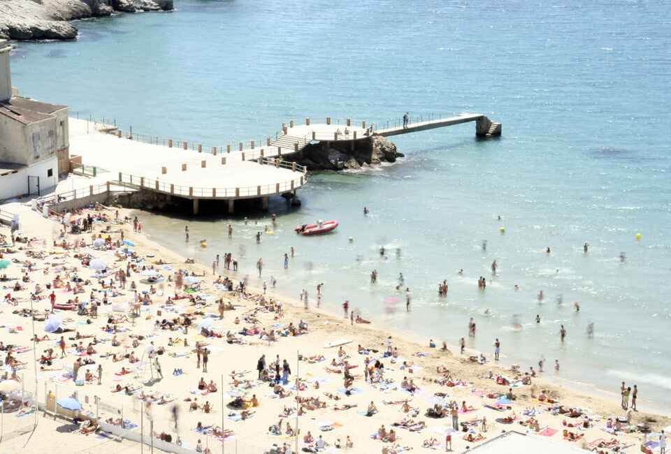 Pier and beach in Marseilles, France