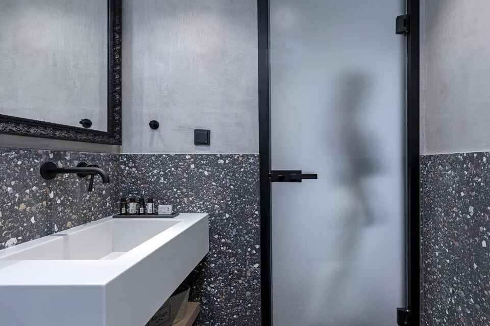 Bathroom in the Athenians Modern Apartment in Athens Greece